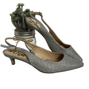 Sam Edelman Ludlow Slingback Ankle Strap Pump sparkly Silver